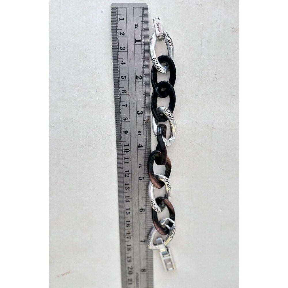 Brighton Contempo scroll Link Chain Ombré Link Strand Bracelet Silver & Brown - Picture 5 of 5